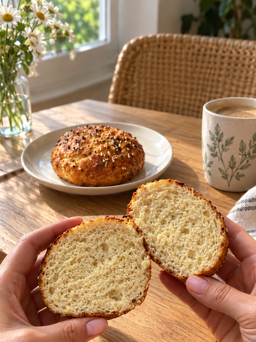 Разрез булочки: текстура низкоуглеводной выпечки